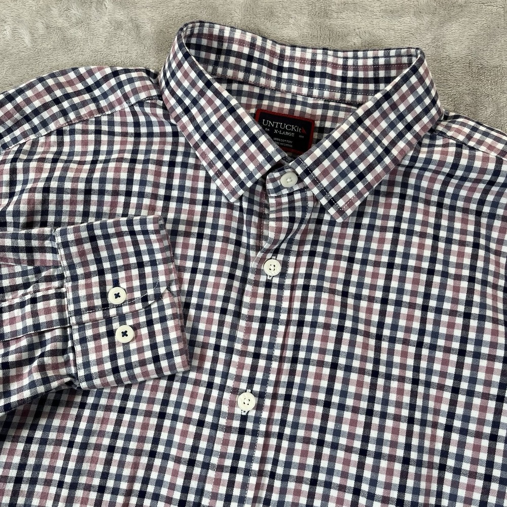 UNTUCKit Cascina Shirt Size XL Pink Gray Button Up Preppy